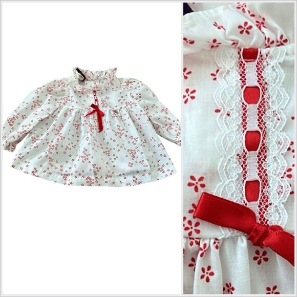 Vintage New York Kids 24M red Floral Ruffle Holiday Dress - Picture 1 of 15